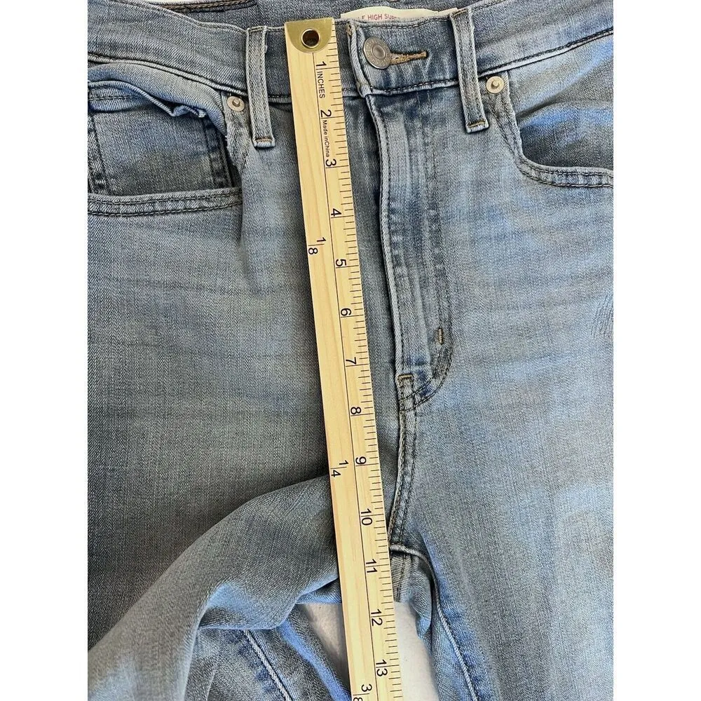 Levi's Mile High Super Skinny Jeans Size 27 Waist Light Wash‎ Blue Stretch Denim - Image 11