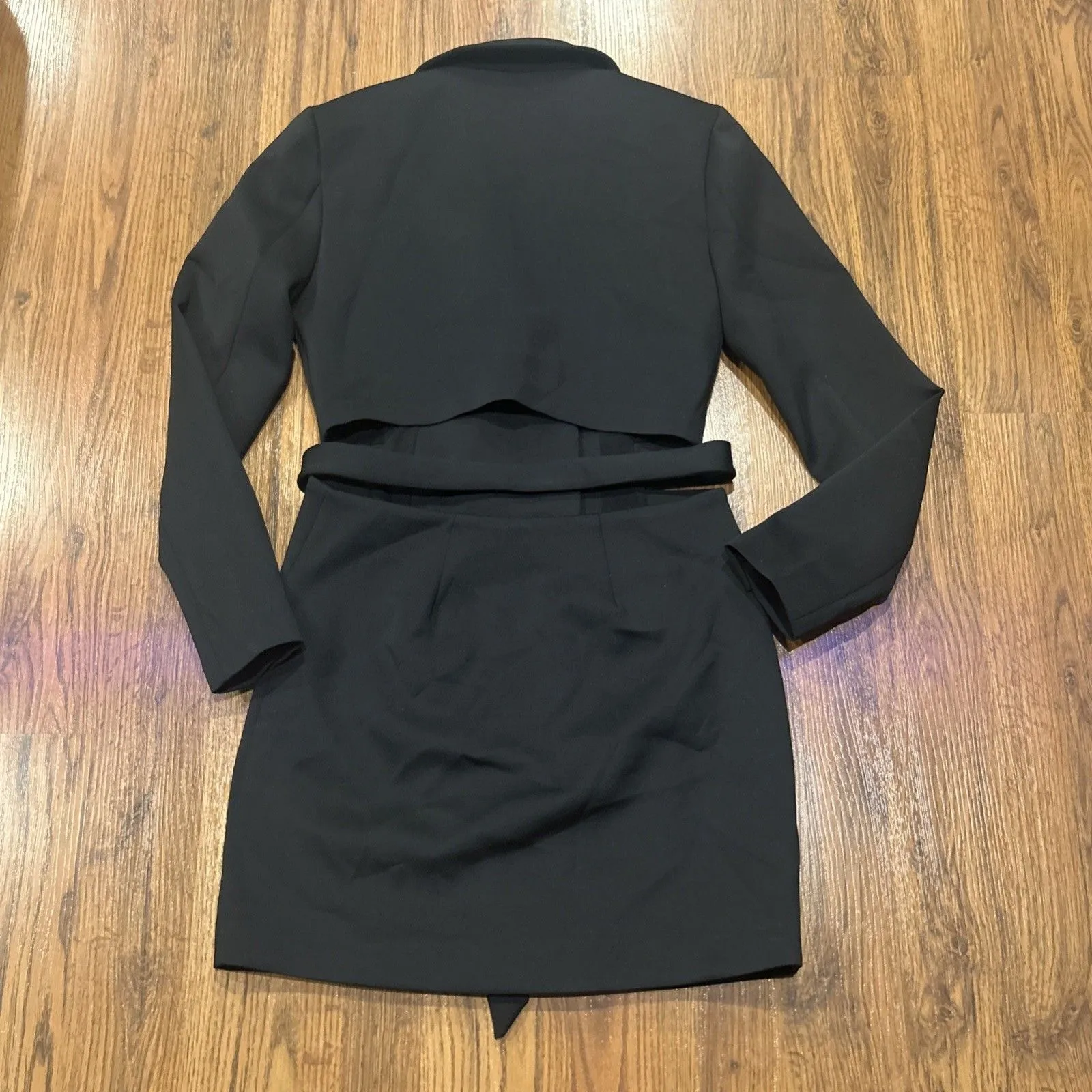 Good American Scuba Dress Womens 1 Small Black Open Back Stretch Long Sleeve - Image 12
