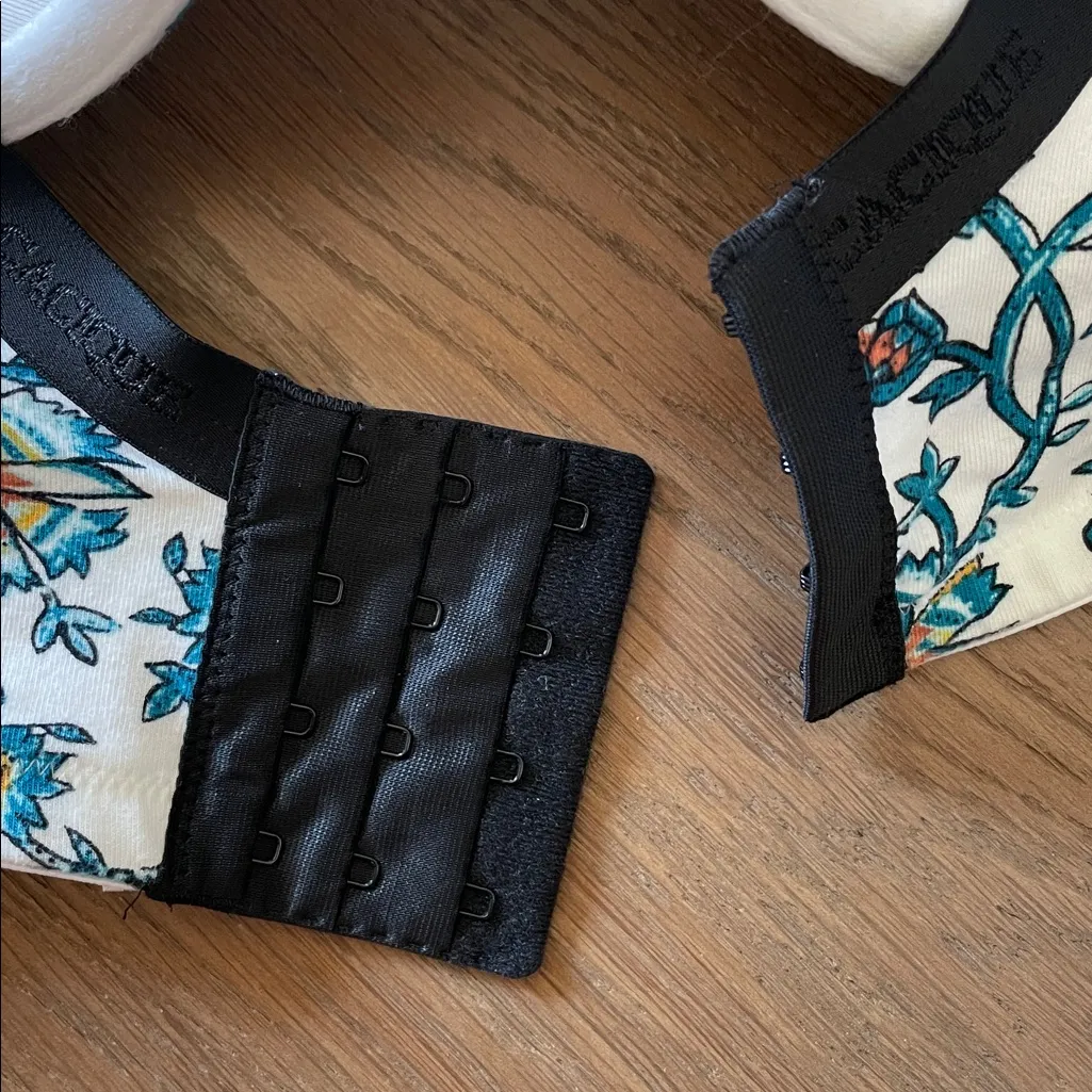 Cacique Cleavage Solution Cotton Boost Plunge Bra White Blue Floral NWT Size 42F - Image 6