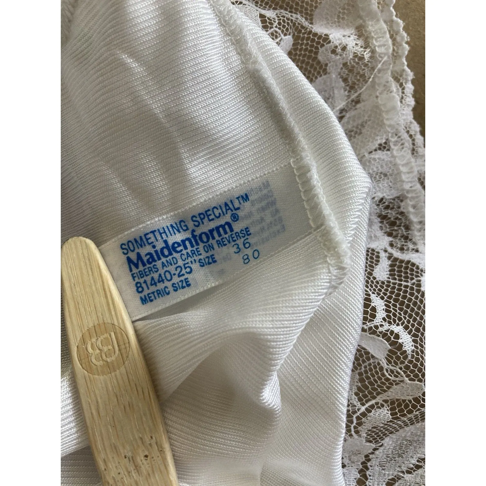 VTG Maidenform Something Special Nylon Full Slip Size 36 White Sissy Lace ILGWU - Image 6