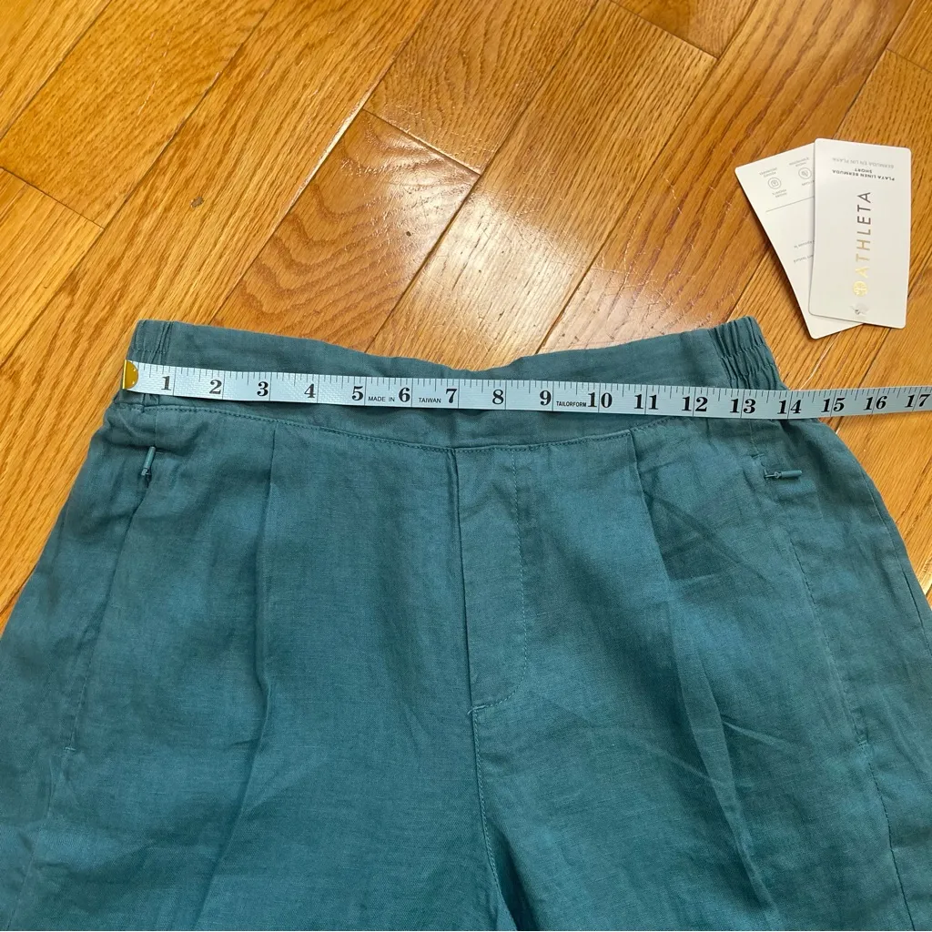 Athleta Playa Linen Bermuda Shorts in Borealis Teal Blue New Sz 8 Elastic Waist - Image 7