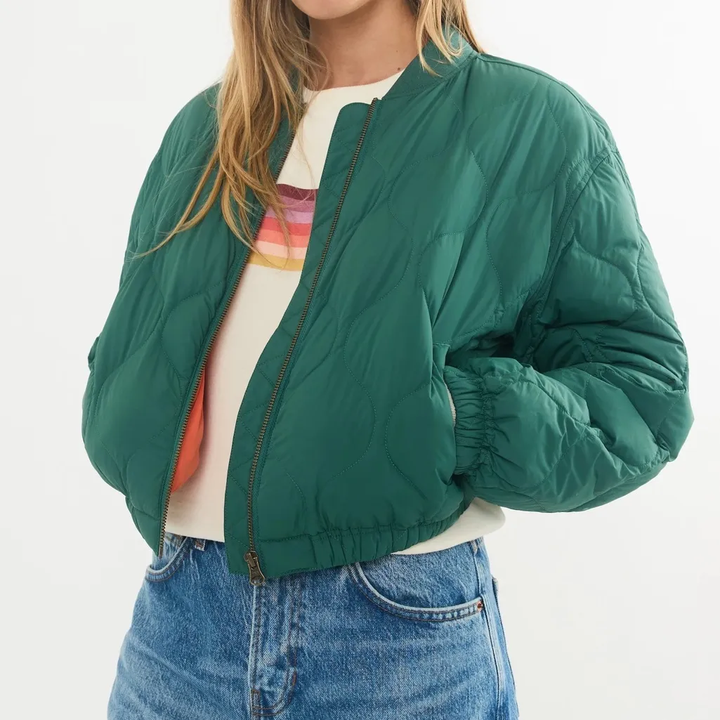 Marine Layer Avalon Lightweight Quilted Bomber Rainforest Green - Image 3
