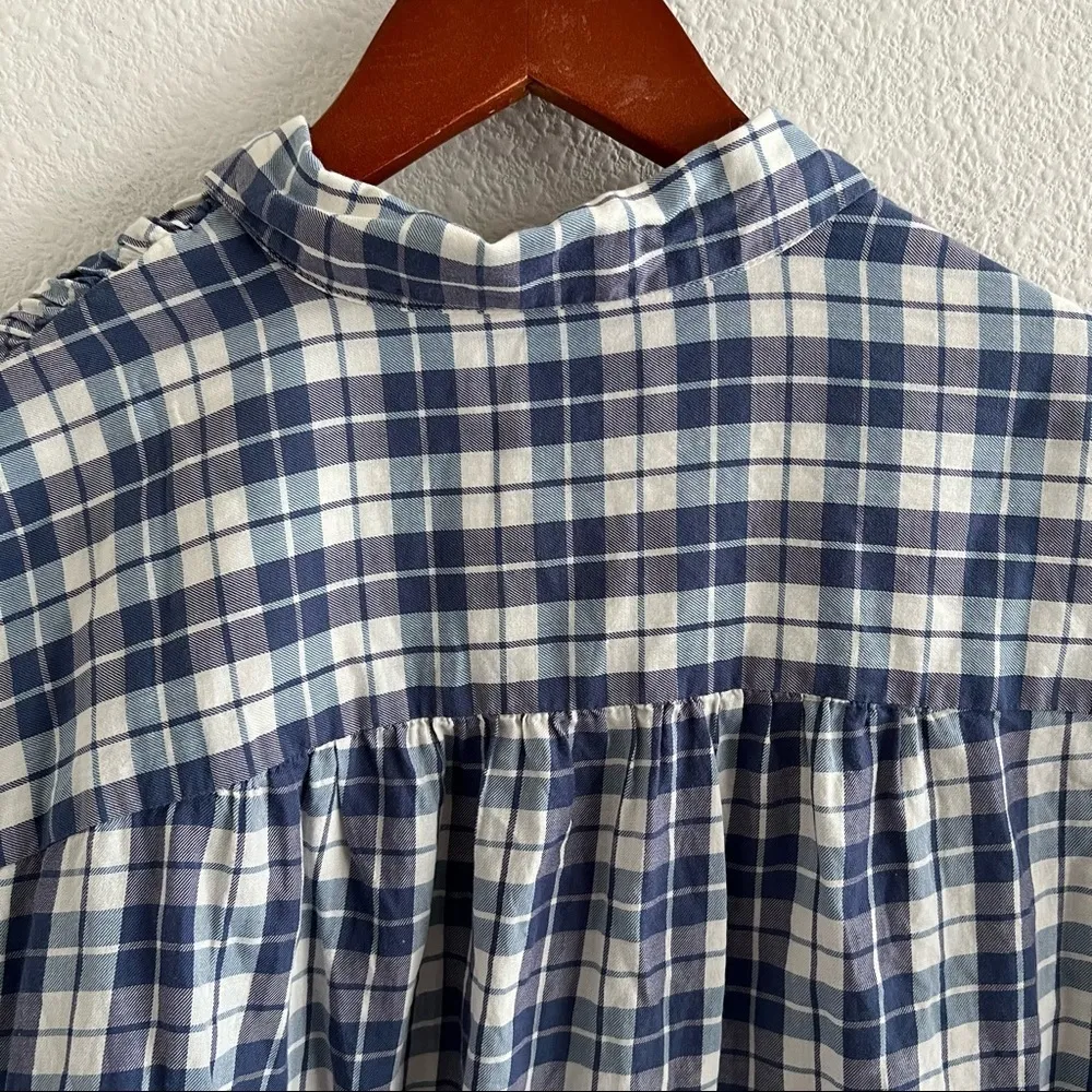 Madewell Central Linus Plaid Shirt Boxy Oversized Cap Sleeve Medium - Image 11