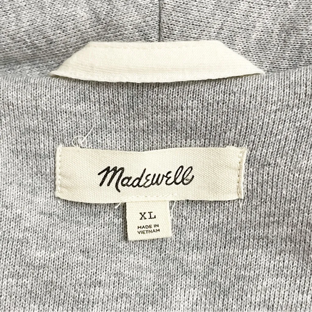 Madewell Shawl Collar Heathered Gray Quilted Puffer Jacket Size XL Button Front - Image 11