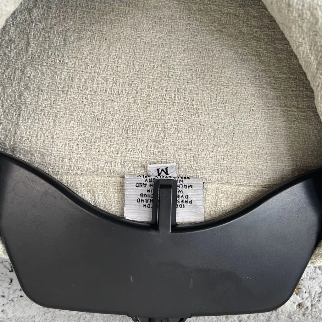 CP Shades Button Front Jacket Textured Cotton Size Medium Cream - Image 4