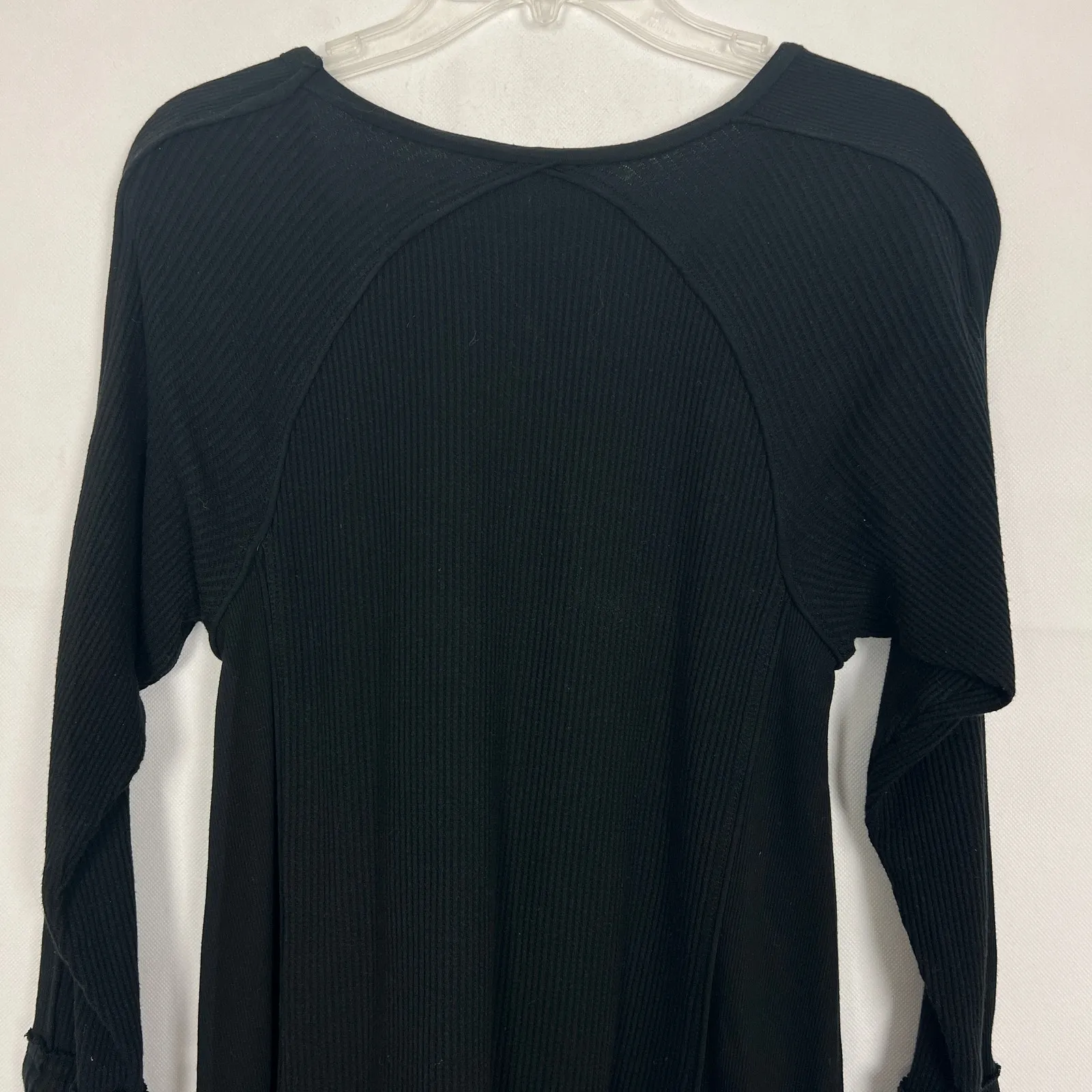 Style & Co Shark Bite Hem Ribbed Black Top Size M Size M - Image 5