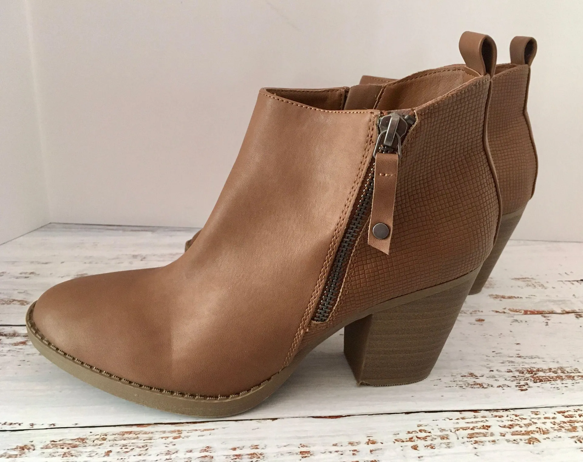 Leather Ankle Boots, Size 6 1/2 Brown - Image 3