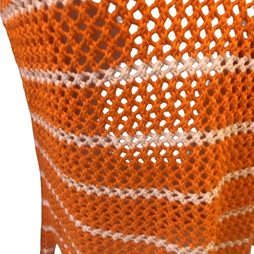 Petites Open Weave V-Neck Shaker Style Sweater SP Striped V Neck Cotton - Image 4