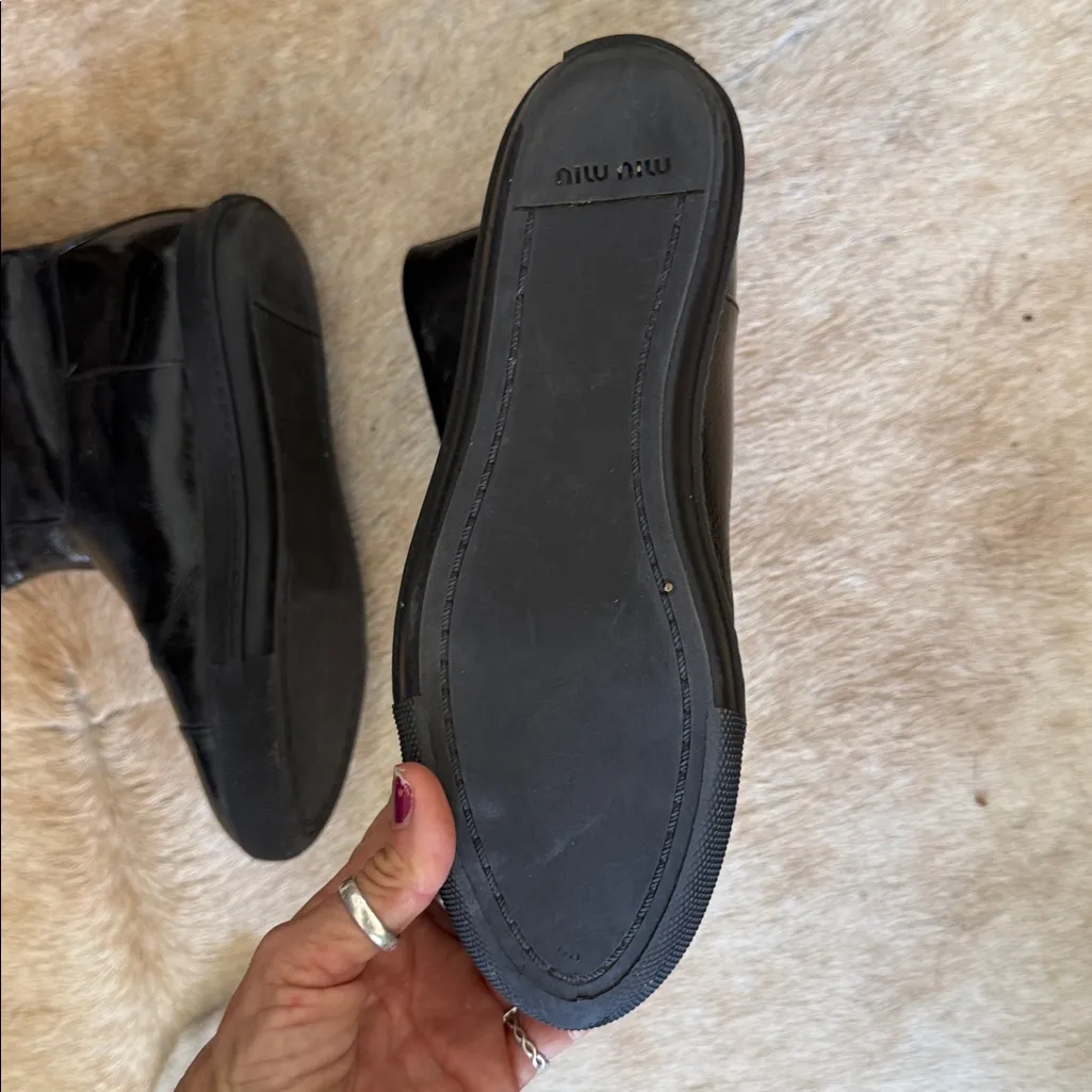 Miu Miu Shiny Black patent calf leather boots size 39.5 - Image 8