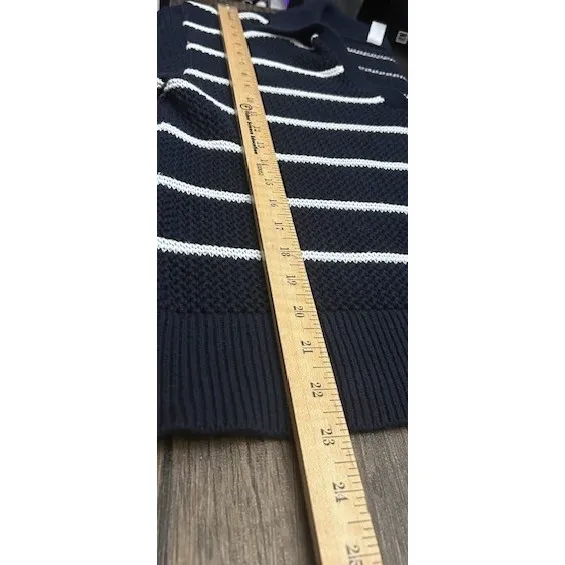 Old Navy L Striped Knit Sweater Polo Shirt‎ Navy White Nautical Coastal Cruise - Image 5