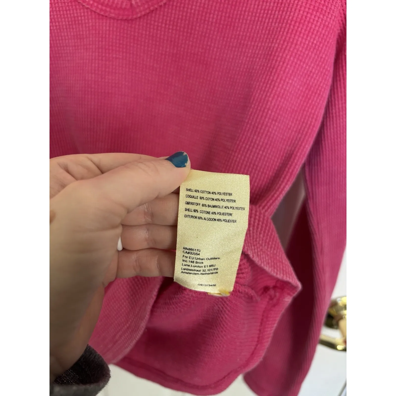 Anthropologie Pilcro Pink Notched Waffle Knit Long Sleeve Thermal Top Size XS - Image 8