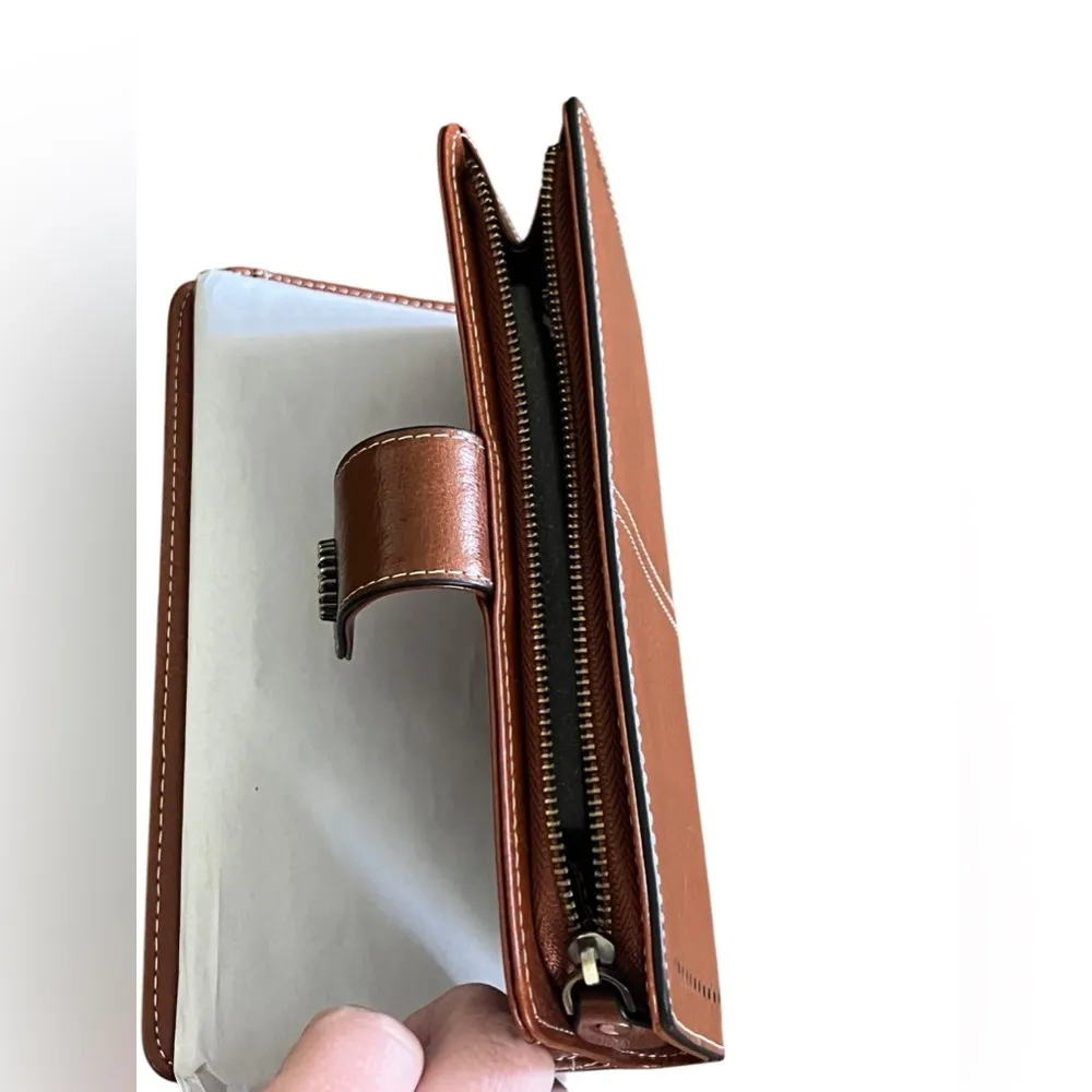 Brown imitation leather wallet RFID material - Image 3
