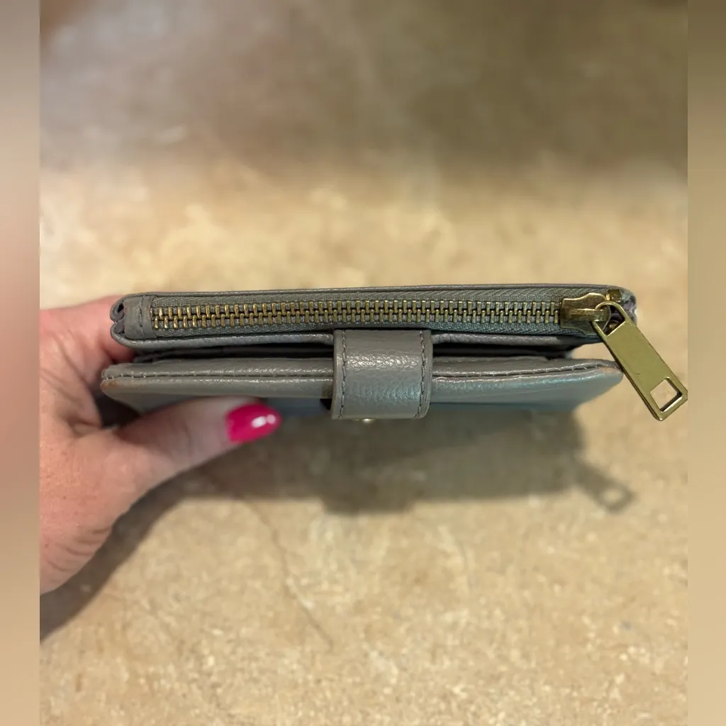 Fossil Lainie Multifunction leather (cow hide) bifold snap wallet gray - Image 5