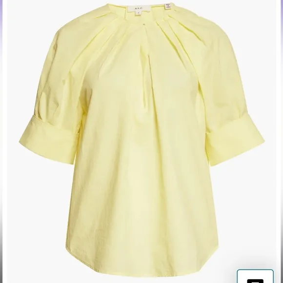 A.L.C. Carey Pleat Poplin Top in Canary Yellow size 2 - Image 2