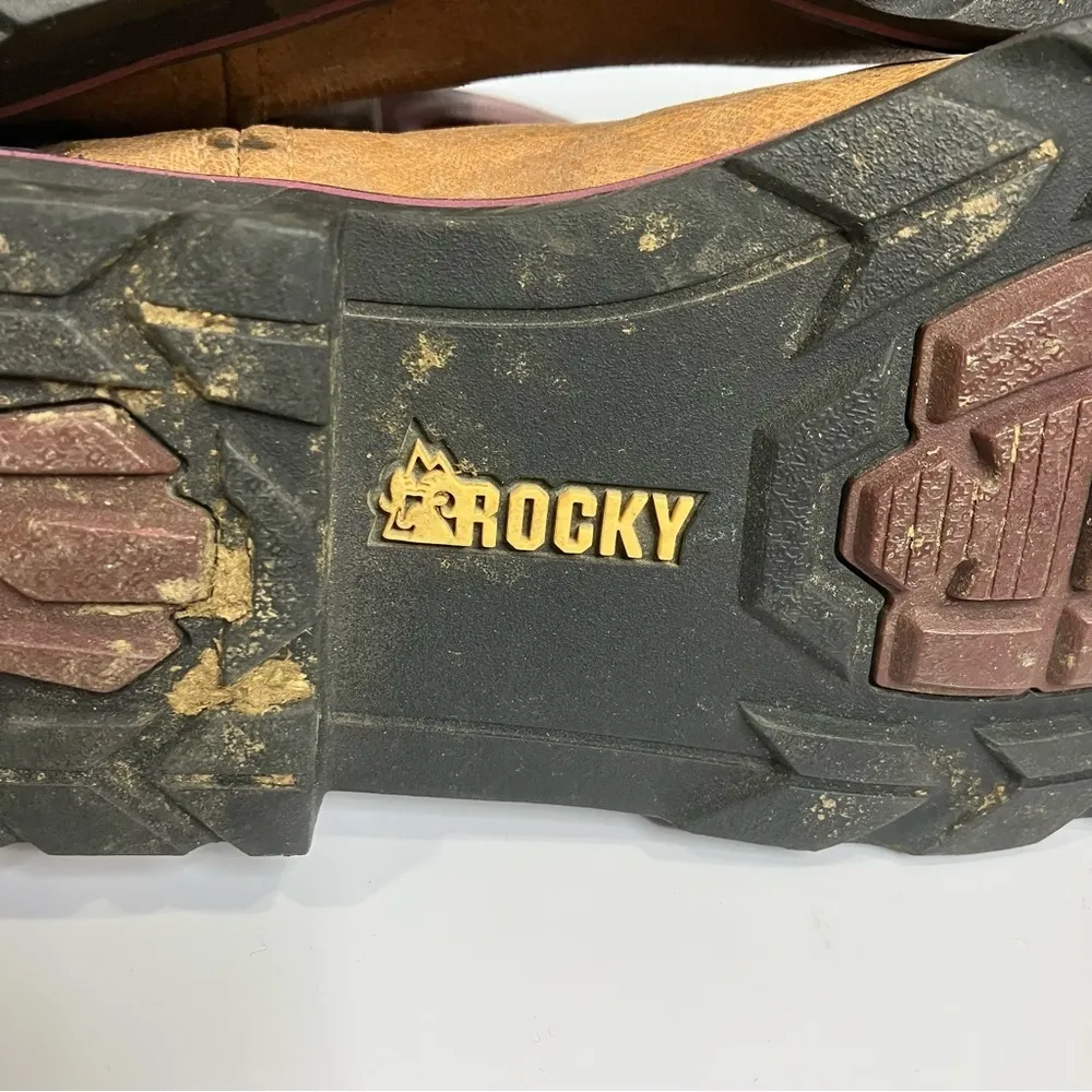 Rocky women’s 10” Farmstead leather boots western cowgirl‎ brown/purple size 6.5 Brown - Image 6