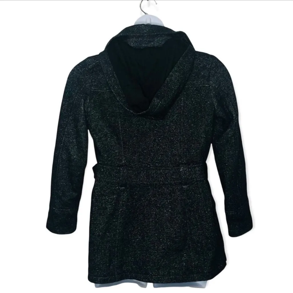 Jones New York Belted Pea Coat Jacket Size Small Charcoal Fabric Coat with Hood - Image 7