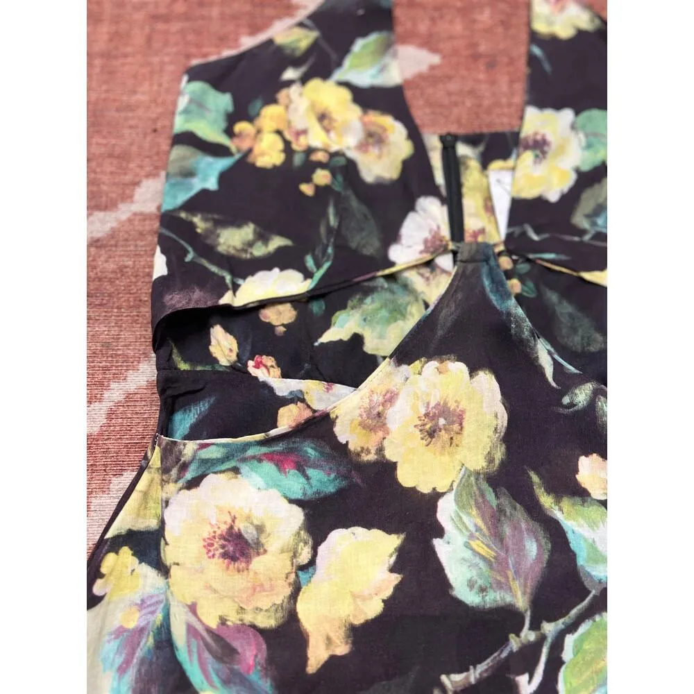 RP 4 LF Floral Cutout Halter Mini Vacation Summer Spring Dress XS Green - Image 6