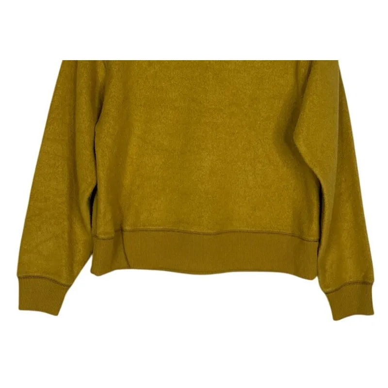 J. Crew Terry Relaxed Fit Pullover Ribbed Hems Sweatshirt M Yellow Brushed - Image 4