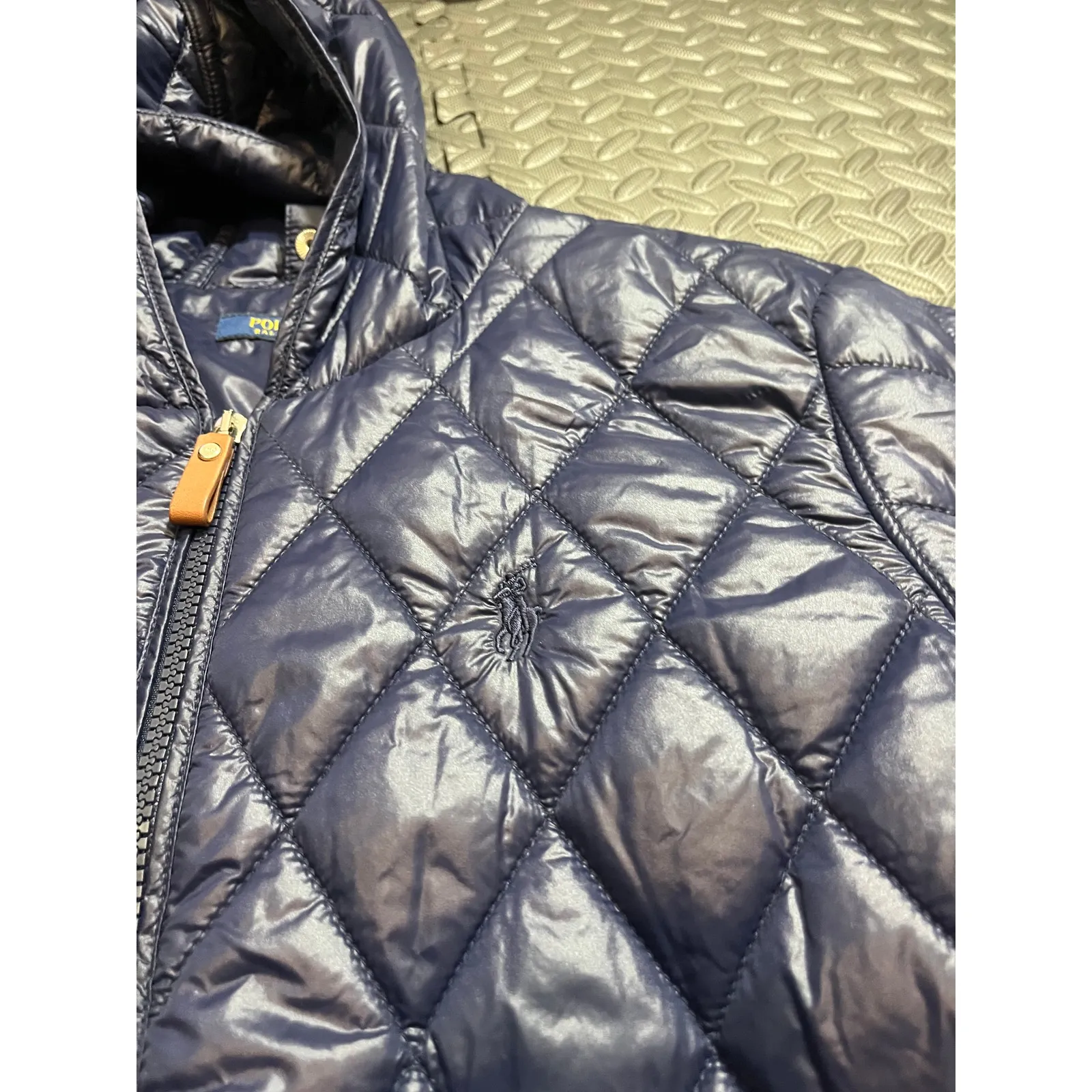 Polo Golf Ralph Lauren Womens Quilted Winter Jacket Coat Navy Blue Pockets Sz M Size M - Image 3