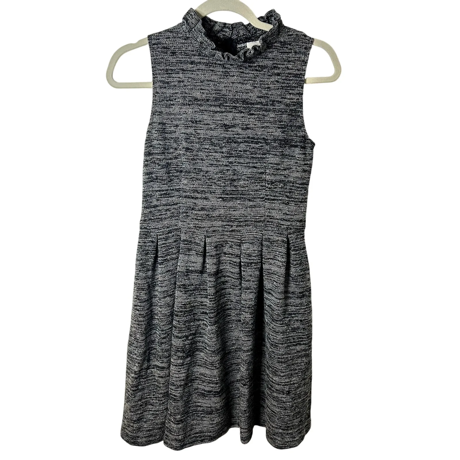 Ganni Anthropologie Pinnacle Tweed Knitted Ruffle Mock Neck Dress Medium - Image 7