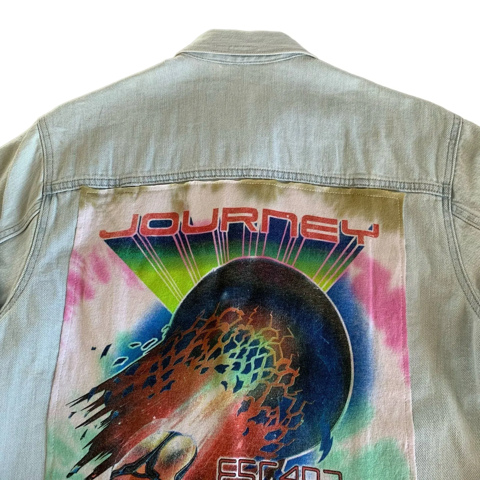 Via Penny Lane Reworked Apparel | Journey Custom Denim Button Up Shirt Medium Blue - Image 2