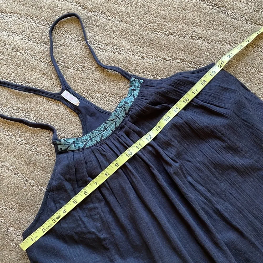 Free People pretty high-low black crisscross back embroidered muslin dress - Image 11