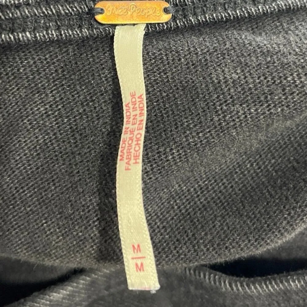 Free People Black Molly Side Tie Scoop Neck Long Sleeve Wrap Maxi Dress Sz M - Image 6