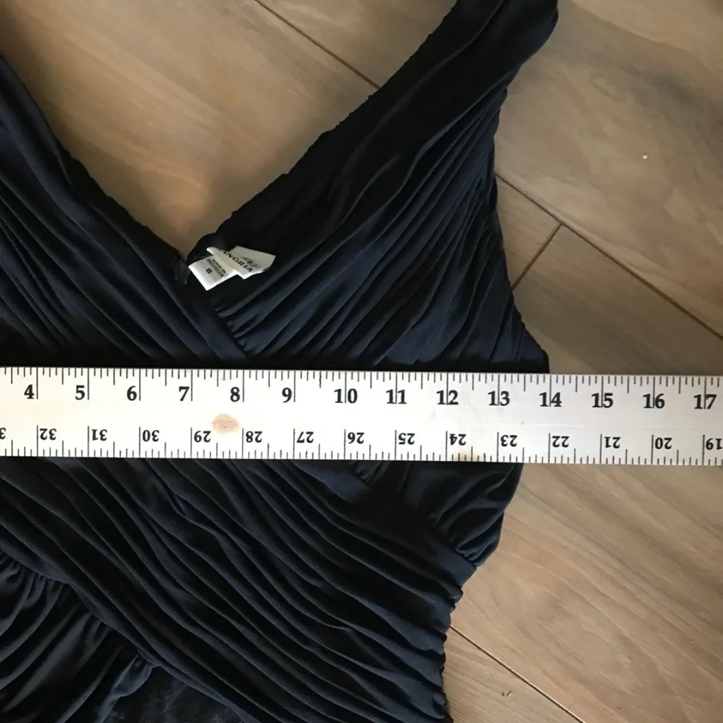 Sangria Black Fitted Sheath Dress Sleeveless V-Neck Form Fit Tiered Cocktail 8 - Image 9