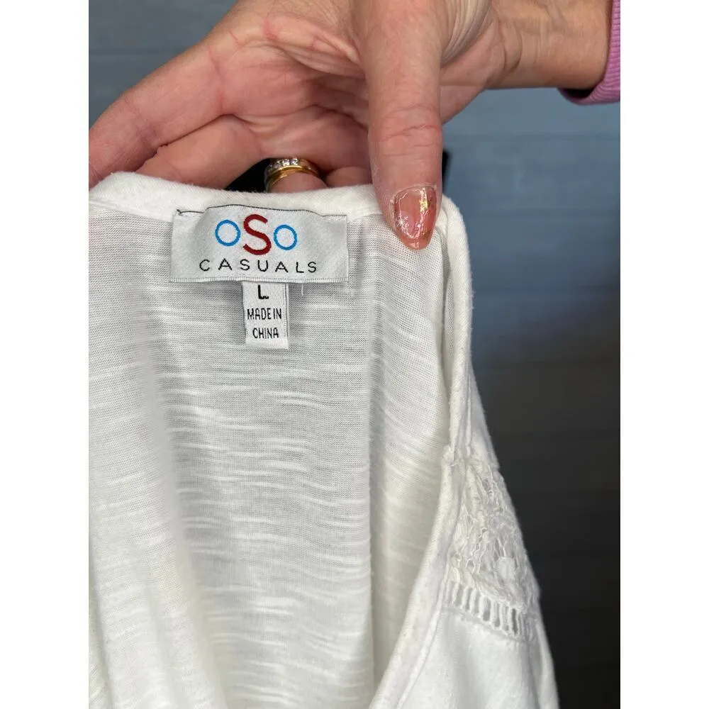 OSO Casuals white lace tunic top Size Large - Image 6