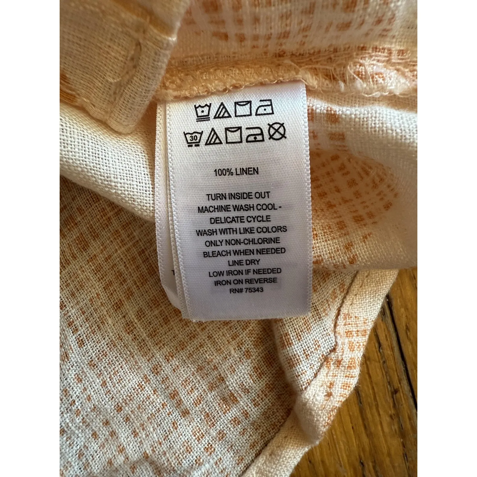 Joie Shirt Womens Medium Peach White Linen Button Front Roll Tab Collared Top - Image 7