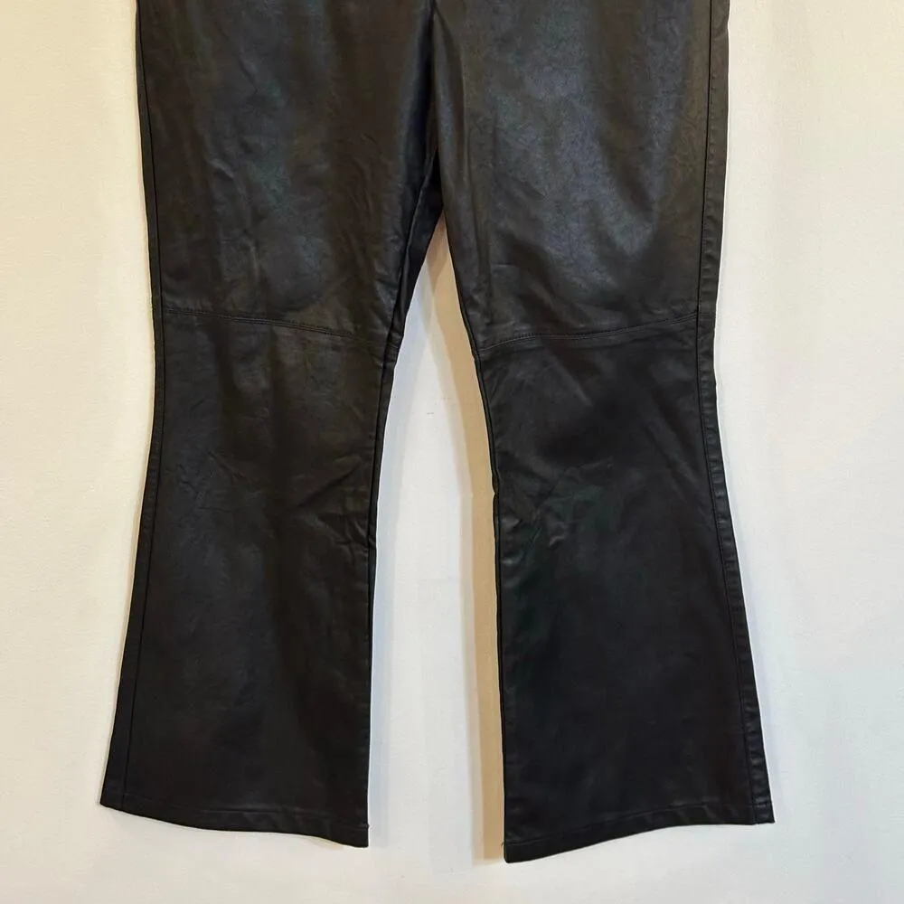 Free People Vegan Leather Pants sz 10 Black Leather Boot Cut Pants - Image 4