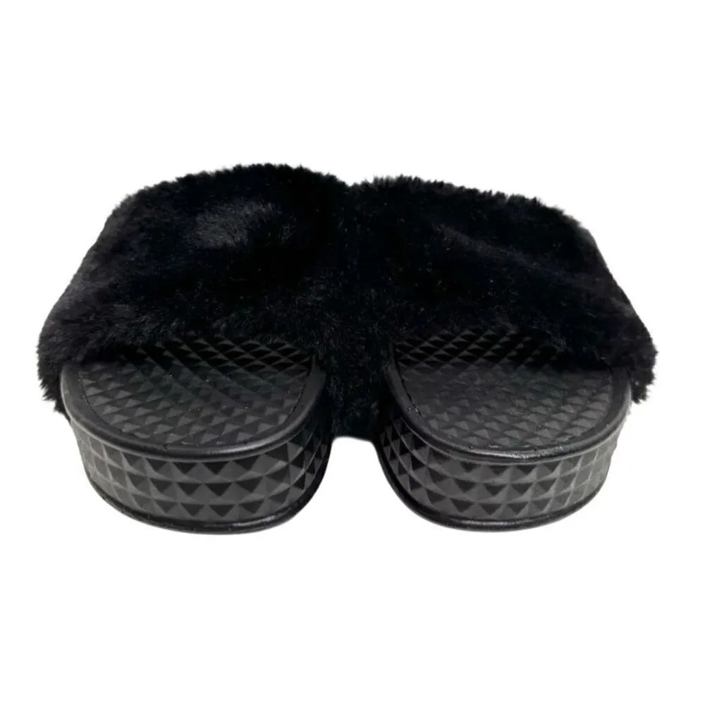 Dirty Laundry Slide Shoes Size 9 Black Open Toe Sonny Fur Sandals - Image 6