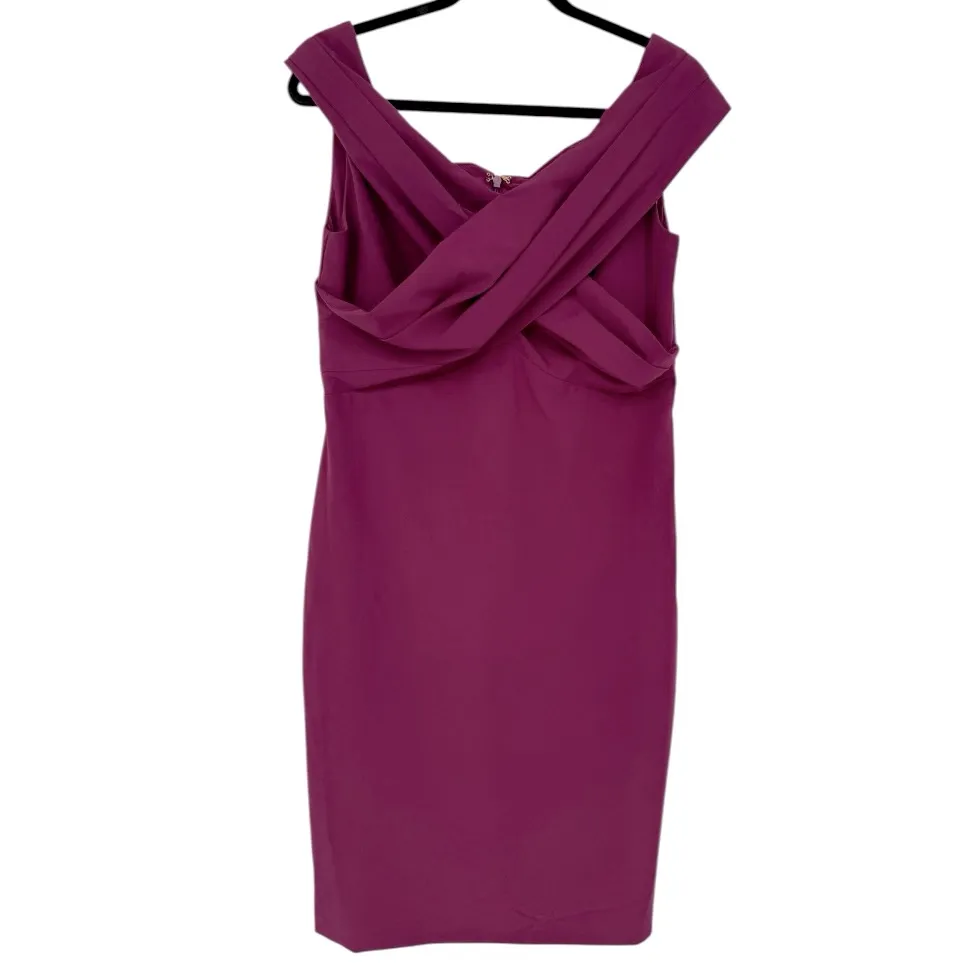 NWT Lauren Ralph Lauren Crepe Off The Shoulder Cocktail Dress Plum Size‎ 10 - Image 6