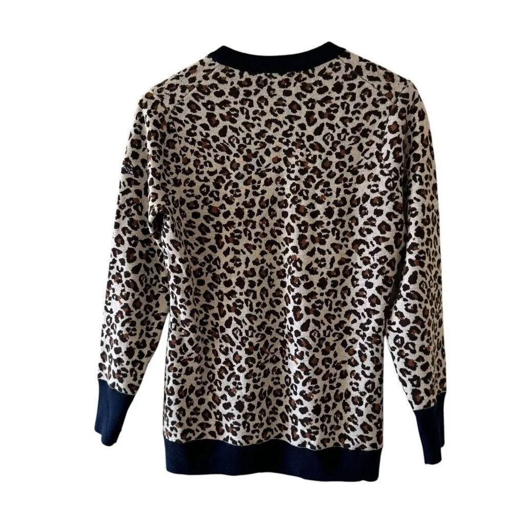 Peter Millar Trendy 100% Merino Wool Leopard Print Ribbed Navy Blue SZ M #2291 - Image 6