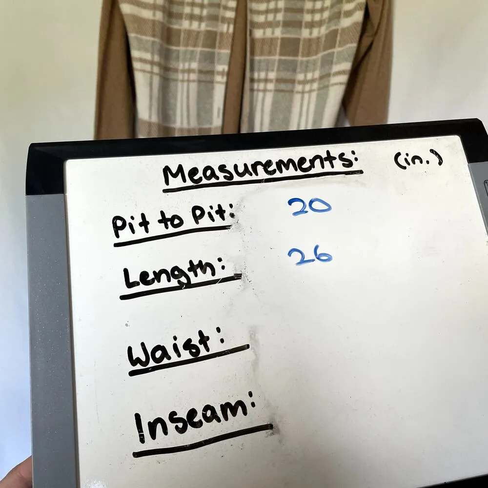 Merona brown knit cardigan button down plaid front preppy women's size L cotton - Image 6