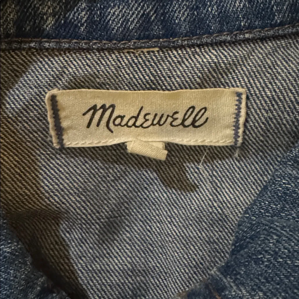 Madewell Blue Distressed Cotton Denim Jacket M - Image 8