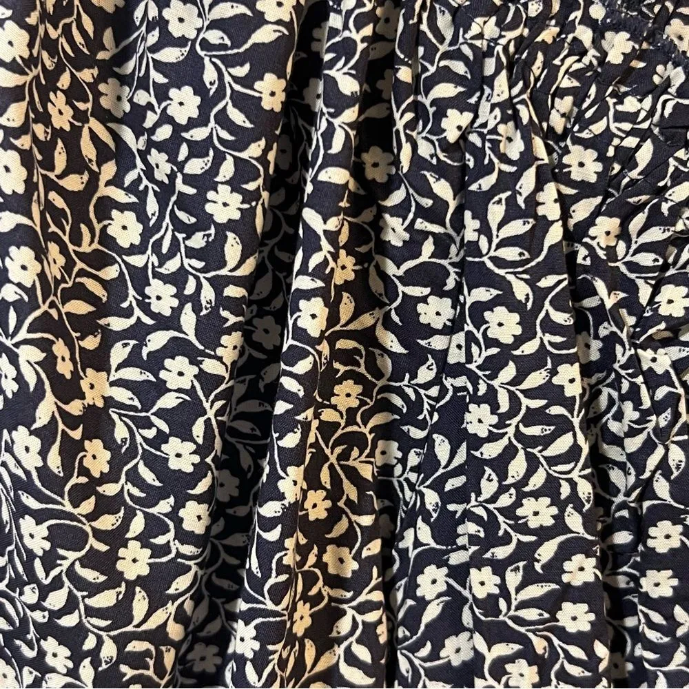 Old Navy Smocked Floral Babydoll Dress Blue MEDIUM Cottagecore Farm Prairie Boho - Image 2