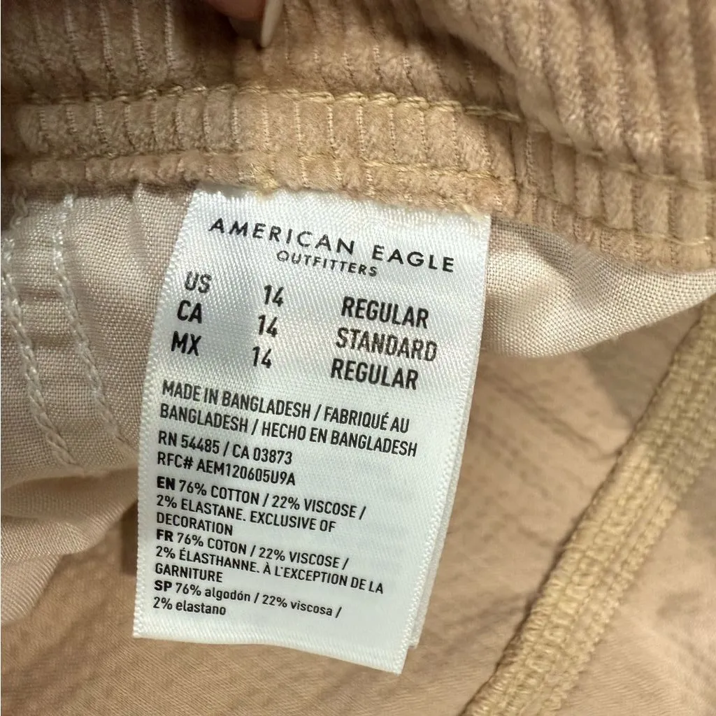 NWOT American Eagle Stretch Super High Rise Baggy Wide Leg Corduroy Cargo Sz‎ 14 - Image 9