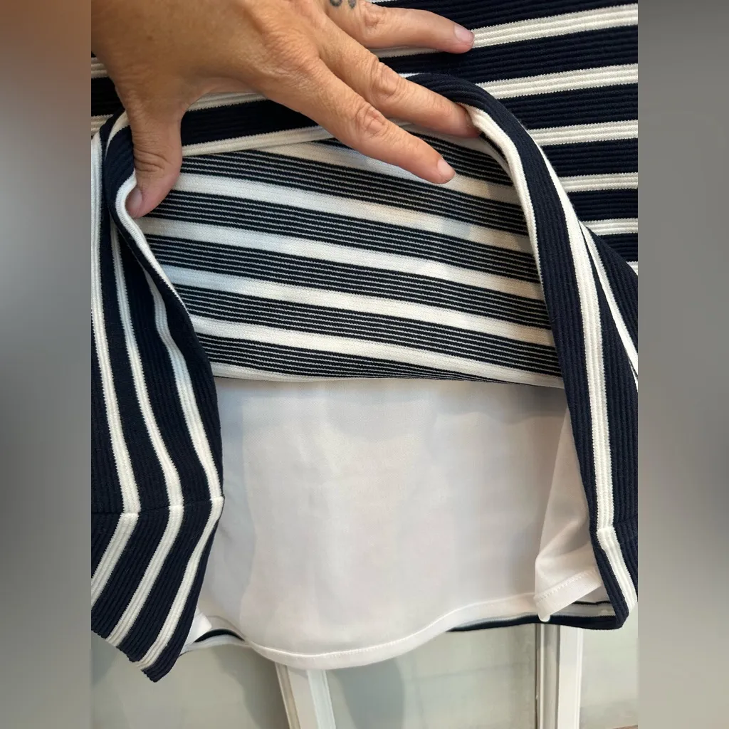 Elizabeth McKay Dark Navy Stipe Nautical Preppy Retro Mini Dress Size 2 XS White - Image 7