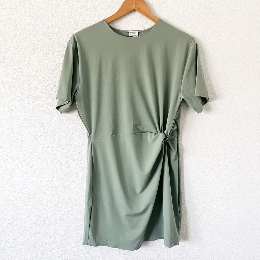 Abercrombie & Fitch Side-Knot Knit Mini Dress in Mint Green - Image 2