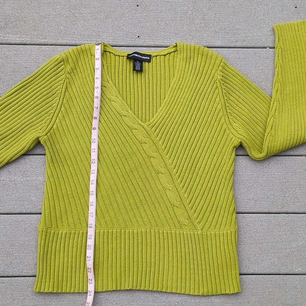 Norton McNaughton V-Neck Ribbed Cable Knit Sweater - Image 7