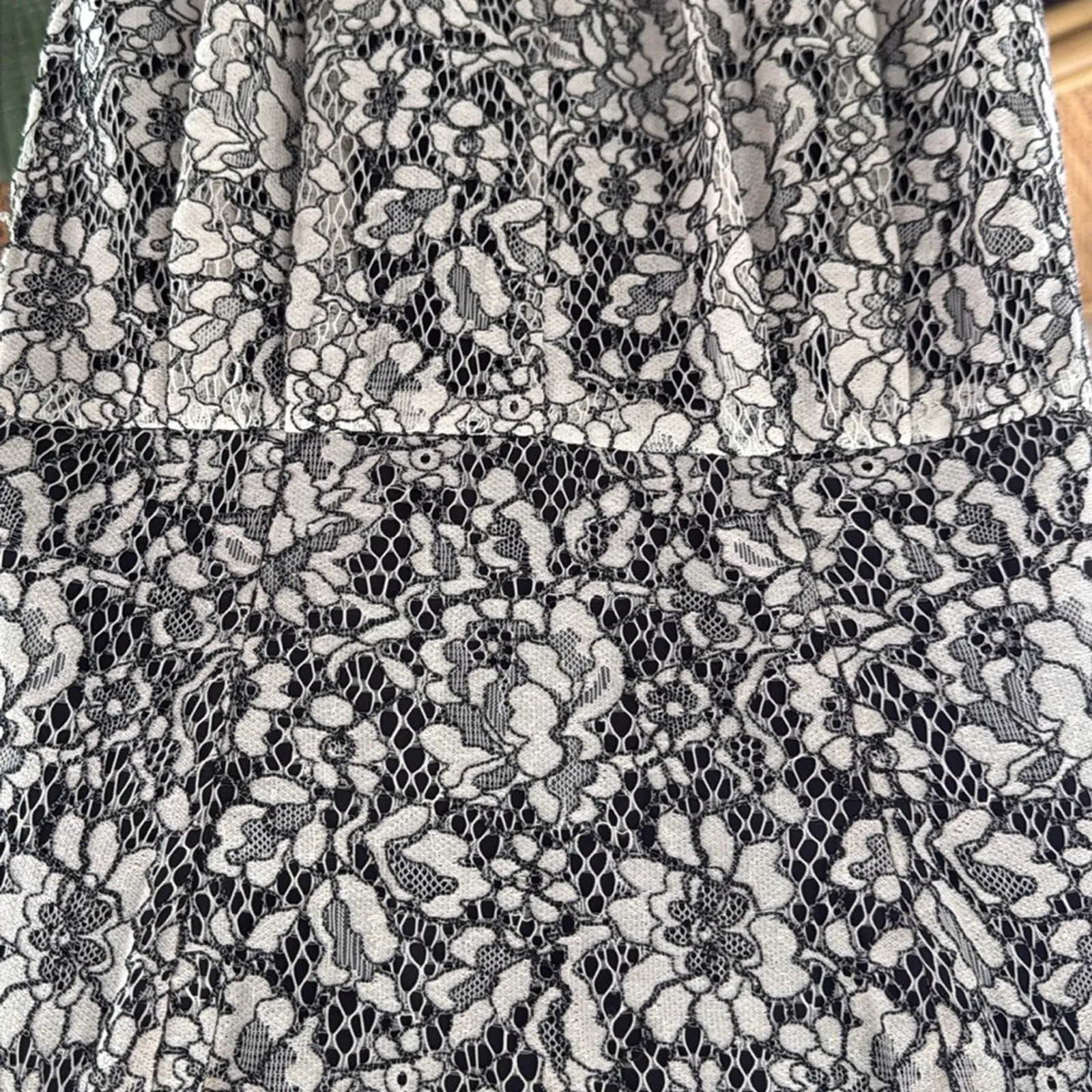 Parker Cay Black & Ivory Lace Overlay Strapless Wide Leg Back Zip Jumpsuit - Image 4