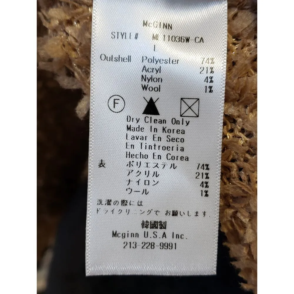 Mcginn Cardigan Sweater Women's Large Beige Tweed Eye Lush Hook & Eye Closure - Image 6