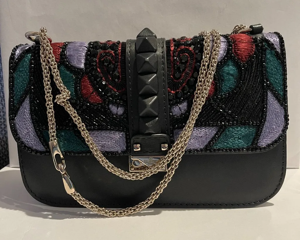 Valentino Garavani Beaded & Embroidered Rockstud Glam Lock Bag - Preowned - Image 1