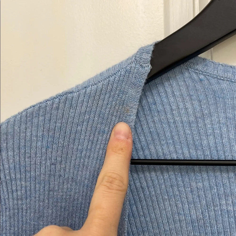 525 America Sky Blue Long Line Ribbed Knit Open Front Cardigan - Size Small - Image 4