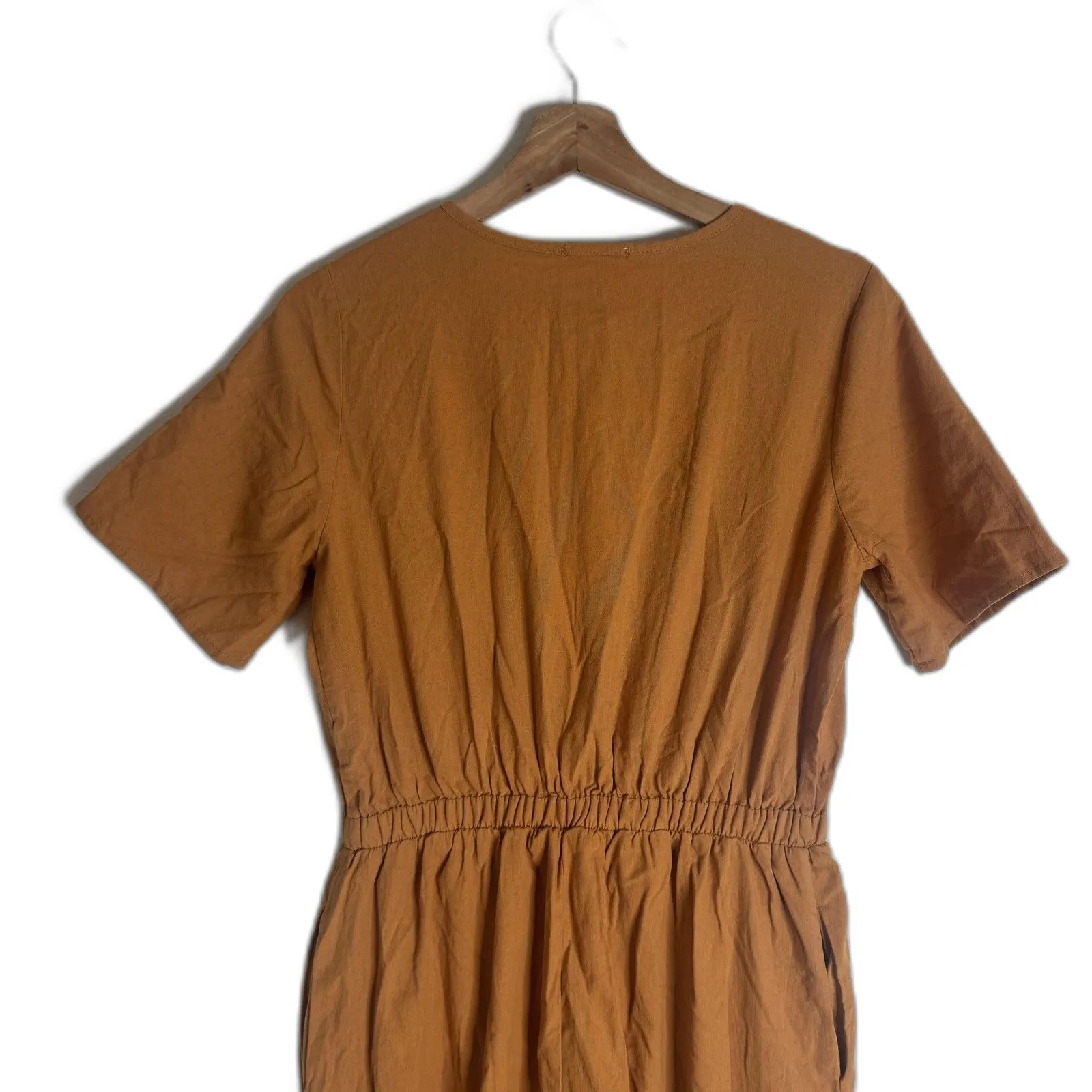 Sienna Sky Jumpsuit Womens Medium Brown Short Sleeve V Neck Elastic waist - Image 8