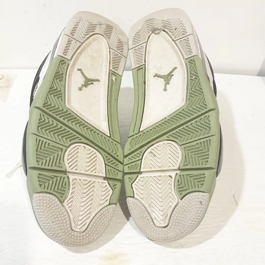 Jordan Air 4 Retro Women's Size 9 White/Oil Green-Dark Ash AQ9129-103‎ Low Top - Image 8
