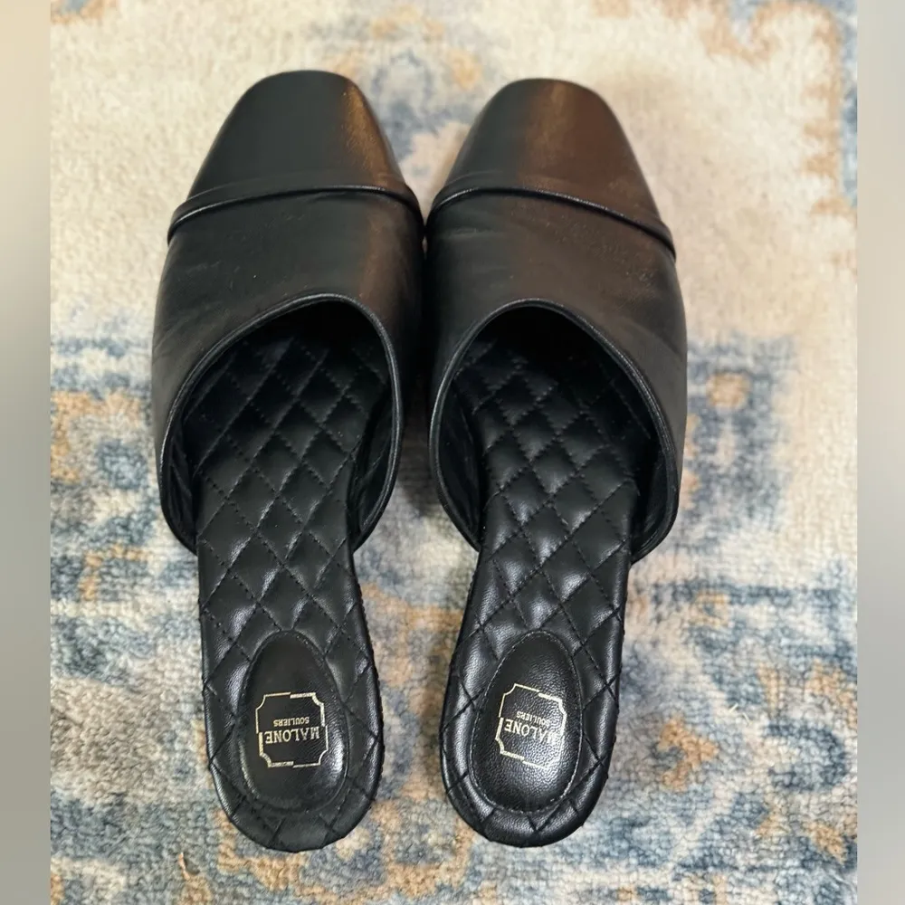 Malone Souliers Leather Mules Slides Black Size 38/7.5 - Image 7