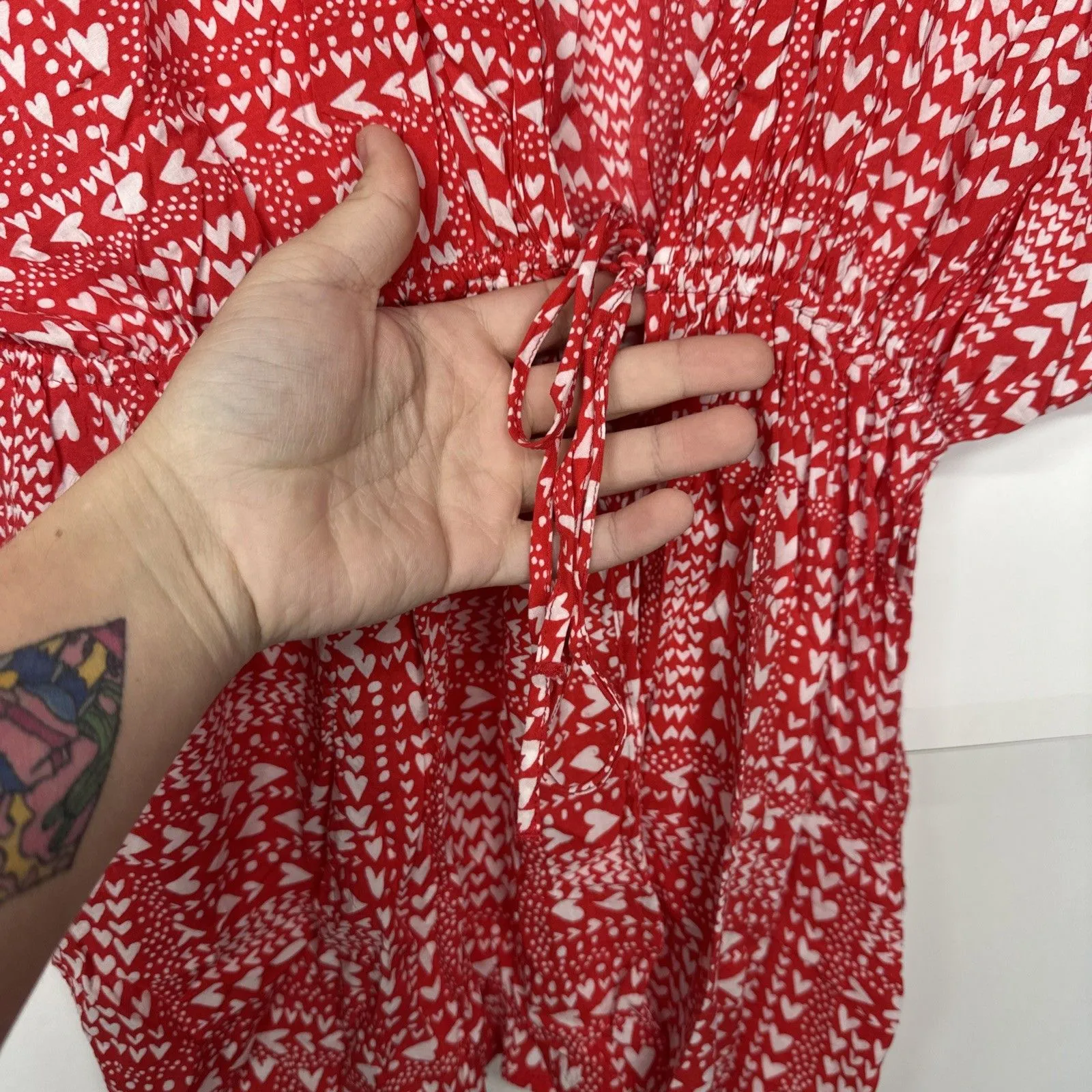 Victoria’s Secret Heart Print Robe Red One Size EUC - Image 4