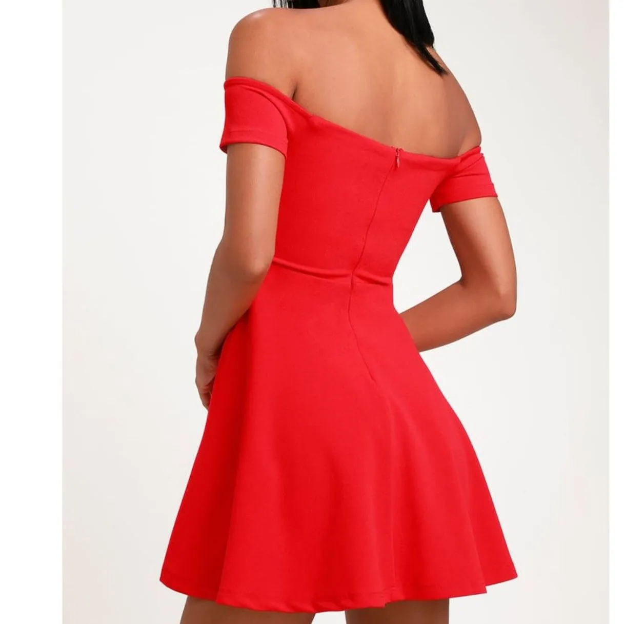 Lulus | Play the Party Red Off the Shoulder Skater Dress Size Large NWT Prom - Image 3